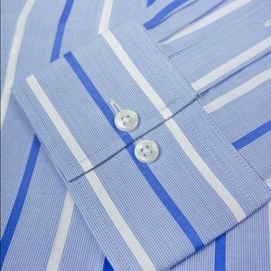 Lawrence Hunt blue and white collared dress shirt